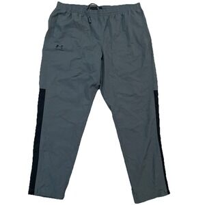 Under Armour Windbreaker Track Pants Men 2XL XXL Gray Woven Ankle Zip Loose